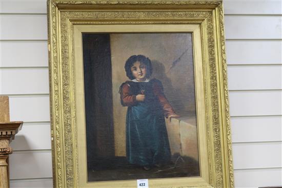 19th century Continental School, oil on canvas, Portrait of a child, 53 x 41cm.